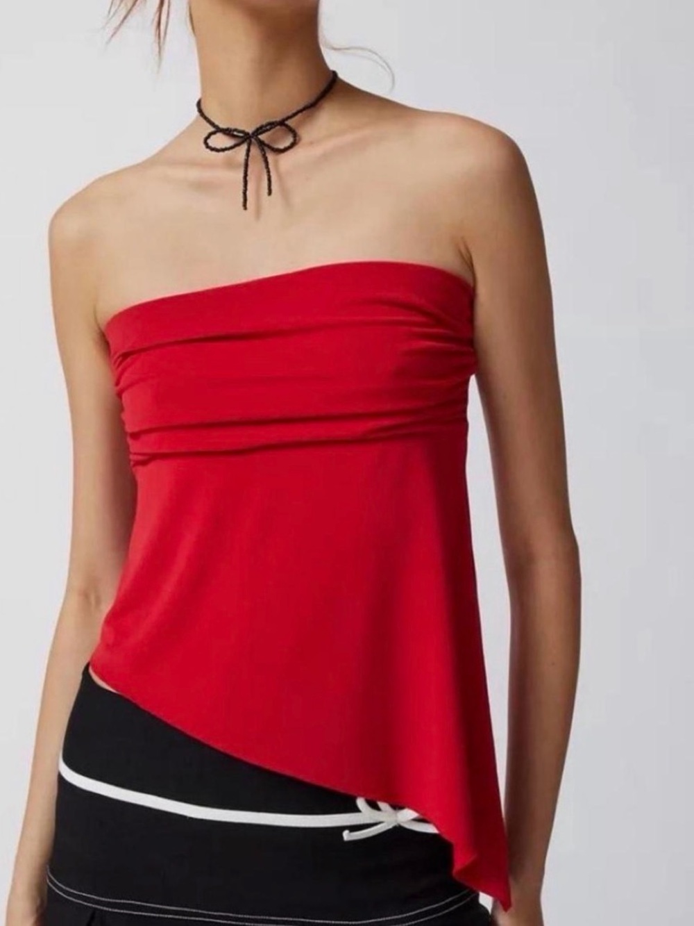 Urban Outfitters Red Strapless Asymmetrical Camisole